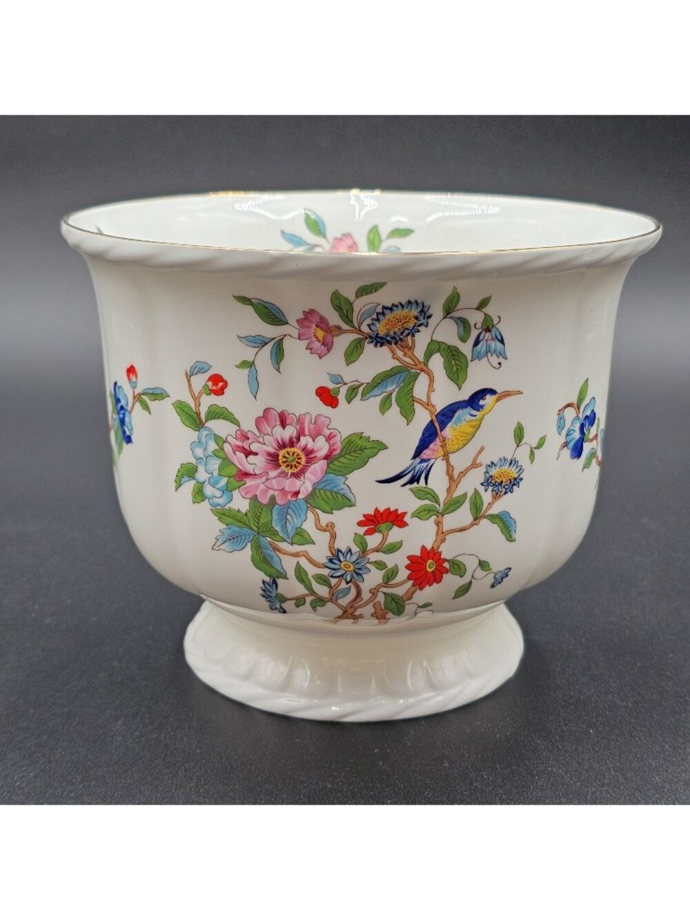 VTG Aynsley Pembroke Design Floral Porcelain Footed Bowl W/Gold Rim Victorian